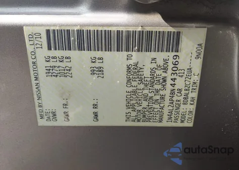 2011 Nissan Altima 2.5 S z USA, uszkodzony, nr VIN 1N4AL2AP4BN443069